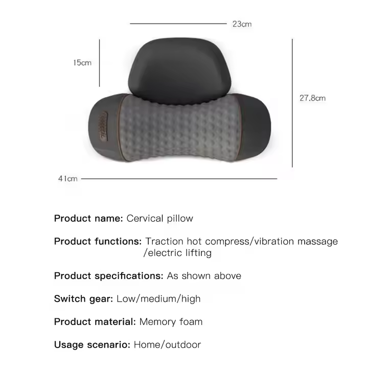 Phenitech Heated Compress Cervical Pillow with Vibration Relief, Cervical Massager, Pillow Traction Massager Memory Foam