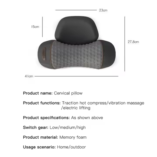 Phenitech Heated Compress Cervical Pillow with Vibration Relief, Cervical Massager, Pillow Traction Massager Memory Foam